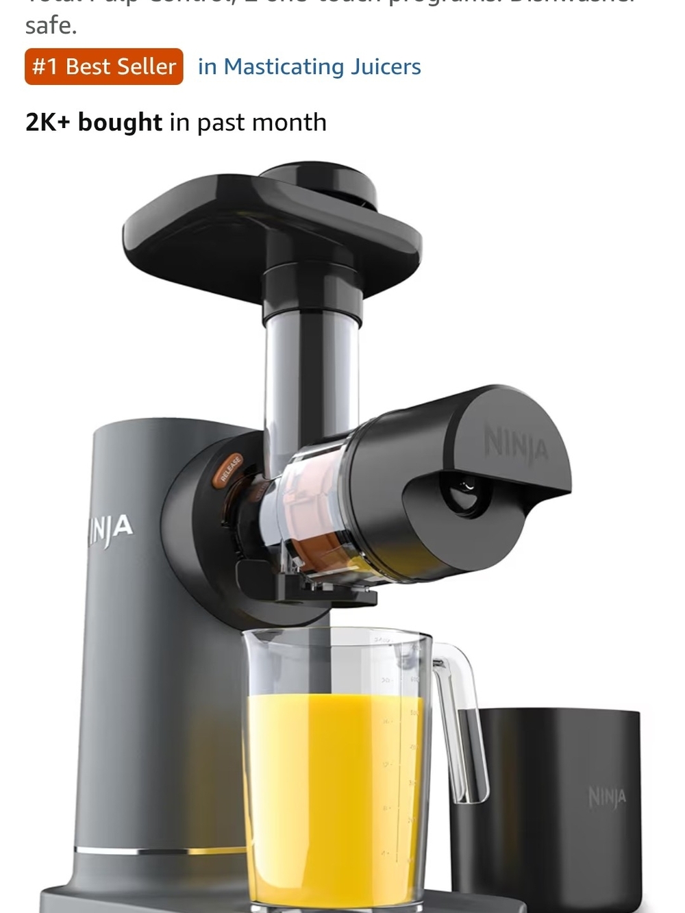 Ninja Black Slow Masticating Juicer - Quiet Cold Press Juicer
